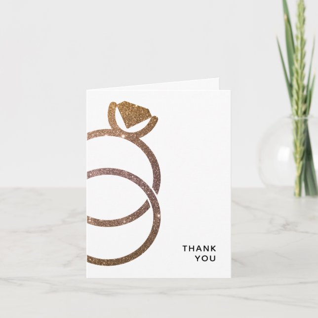 Invitación Purpurina de oro Anillos apilados Boda moderno (Anverso)