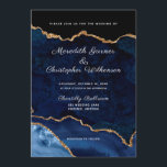 Invitación Purpurina de oro azul Agate Geode Boda<br><div class="desc">Purpurina real azul y oro Agate elegante moda marina Invitación a la boda. Creado por Bodas © Lesruba.</div>