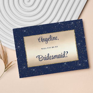 Invitación Purpurina de oro azul marino Glam, confeti, dama d