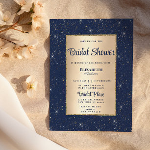 Invitación Purpurina de oro azul marino Glam confetti Bridal
