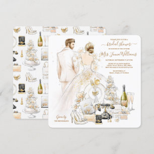 Invitación Purpurina de oro Blonde Bride Bride Shower