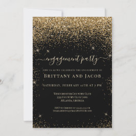 Invitación Purpurina de oro Boda compromiso Fiesta negro