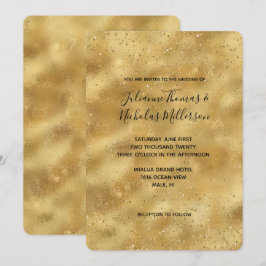 Invitación Purpurina de oro Boda de confeti