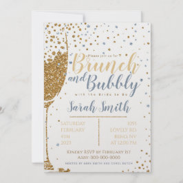 Invitación Purpurina de oro brunch-bubbly azul_más grande