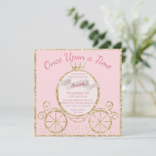 Invitación Purpurina de oro Carriage Fairy Tale Baby Shower
