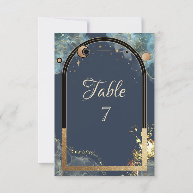 Invitación Purpurina de oro Celestial Gold Sun Moon (Anverso)