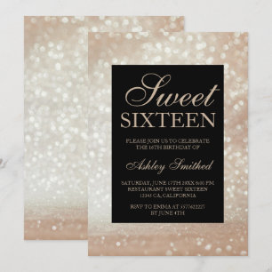 Invitación Purpurina de oro claro brilla moda elegante Sweet 