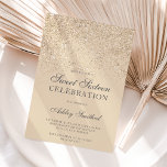 Invitación purpurina de oro claro destello marfil dulce dieci<br><div class="desc">Moderna moda de bonito y elegante ducha de purpurina dorado claro oscuro con color marfil bloque Invitación a la fiesta de 16 años Sweet.</div>