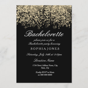 Invitación Purpurina de oro Confetti