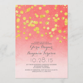 Invitación purpurina de oro confetti cena de ensayo rosa cora