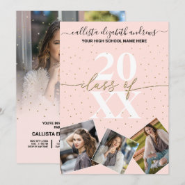 Invitación Purpurina de oro Confetti Clase de Graduación Foto