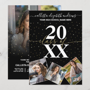 Invitación Purpurina de oro Confetti Clase de Graduación Foto