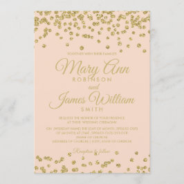 Invitación Purpurina de oro Confetti Elegant Wedding Rosa Rub