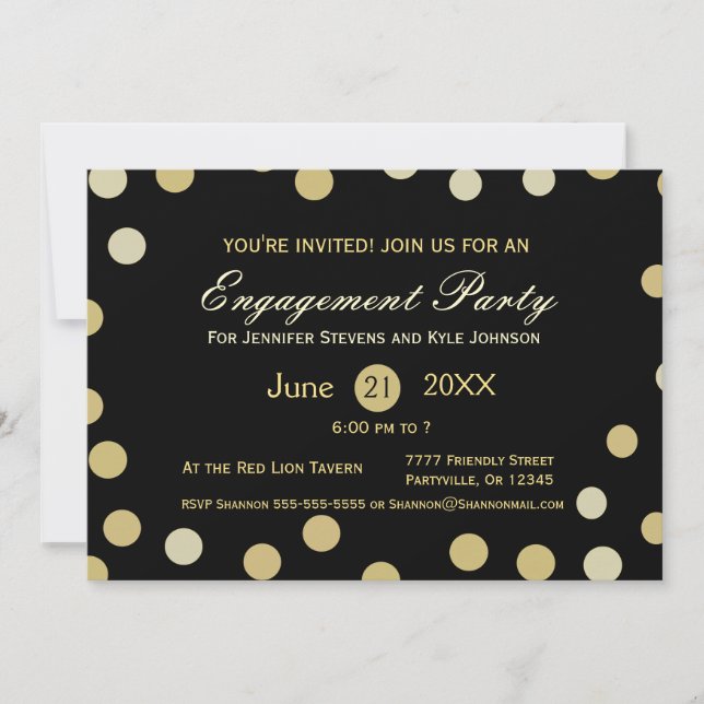 Invitación Purpurina de oro Confetti Engagement (Anverso)