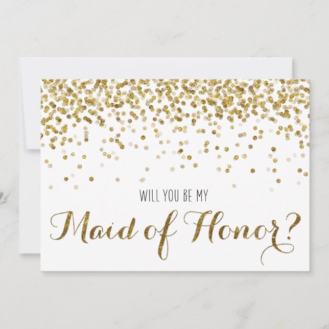 Invitación Purpurina de oro Confetti, ¿eres mi empleada de ho (Anverso)