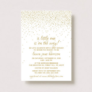 Invitación Purpurina de oro Confetti Neutral Baby Shower