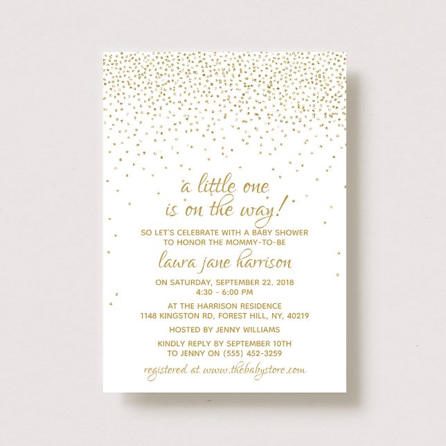 Invitación Purpurina de oro Confetti Neutral Baby Shower (Subido por el creador)