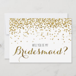 Invitación Purpurina de oro Confetti, ¿serás mi dama de honor