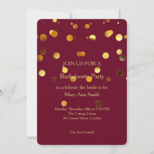 Invitación Purpurina de oro Confetti Sparkles Bachelorette