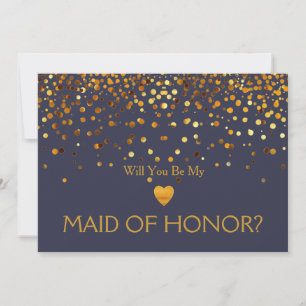 Invitación Purpurina de oro Corazón, serás mi MAID del HONOR