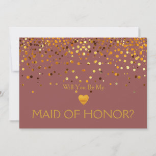 Invitación Purpurina de oro Corazón, serás mi MAID del HONOR