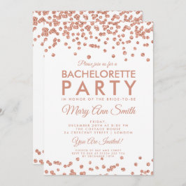 Invitación Purpurina de oro de Bachelorette Party Rosa Confet