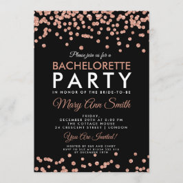Invitación Purpurina de oro de Bachelorette Party Rosa Confet