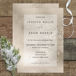 Invitación Purpurina de oro de Champagne Boda moderna