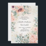 Invitación Purpurina de oro de follaje floral rosa 21º cumple<br><div class="desc">Elegante invitación para fiestas de 21 años para mujeres con hermosas flores de acuarela rosa y hojas de color verde salado sobre un mágico fondo de diamante purpurinoso. Contáctame para obtener ayuda sobre la personalización o para solicitar la correspondencia o coordinación de los productos de Zazzle para tu fiesta.</div>