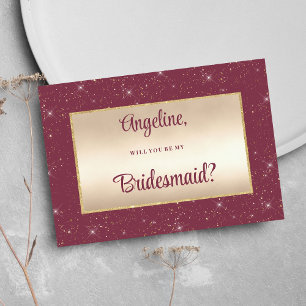 Invitación Purpurina de oro de Glam burgundy, confetti Brides