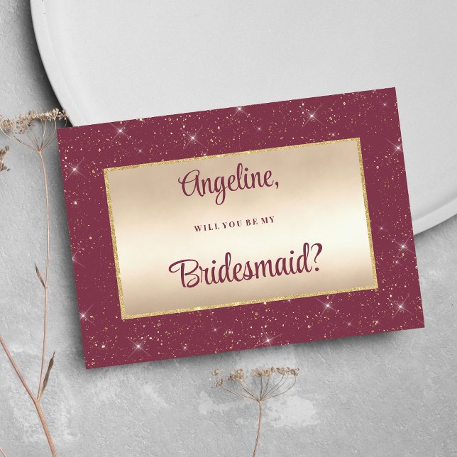 Invitación Purpurina de oro de Glam burgundy, confetti Brides (Glam burgundy gold glitter confetti Bridesmaid )