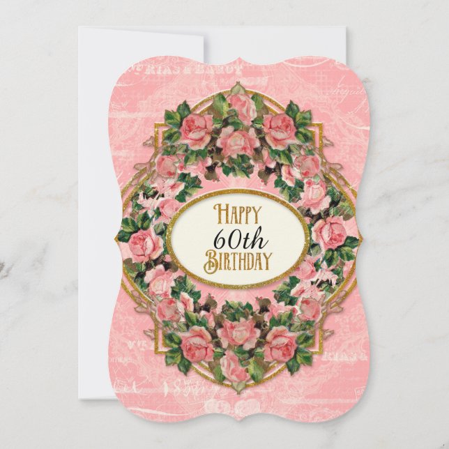 Invitación Purpurina de oro de la 50° Fiesta de Nacimiento Ro (Reverso)