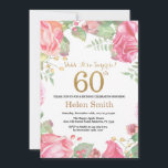 Invitación Purpurina de oro de la 60ª edición de Floral Surpr<br><div class="desc">Invitación de cumpleaños número 60 para mujeres a Floral Surprise. Flor floral botánica acuarela.Brillantina dorada. Flores Florales De Peonies Rosados. Cumpleaños de adultos.
Para más personalización,  haga clic en el botón "Personalizar" y utilice nuestra herramienta de diseño para modificar esta plantilla.</div>