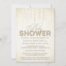 Invitación Purpurina de oro de la antigüedad Baby Shower