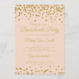 Invitación Purpurina de oro de la Bachelorette Party Confetti