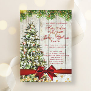 Invitación Purpurina de oro de la cinta del árbol de Navidade