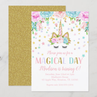 Invitación Purpurina de oro de la fiesta de cumpleaños de uni