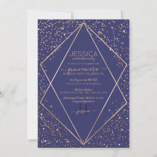 Invitación Purpurina de oro de la Marina Terrario Confetti Qu