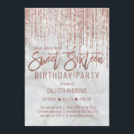 Invitación Purpurina de oro de la rosa blanca Pearl Marble Sw<br><div class="desc">Esta glamorosa y lujosa invitación a la fiesta de cumpleaños Sweet 16 es el diseño perfecto para su evento especial de chica adolescente. Cuenta con una cortina purpurina dorada, en rosa llamativo, falsa y tipografía purpurina sobre un elegante fondo de mármol de perlas blancas. Es un diseño elegante, moda, moderno...</div>