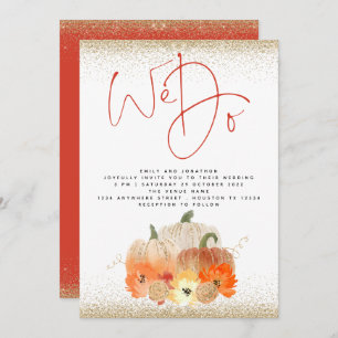 Invitación Purpurina de oro de las calabazas Florals hacemos