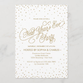 Invitación Purpurina de Oro de las Estrellas de Confetti Fies