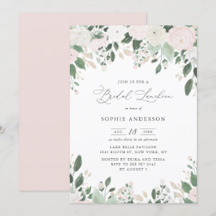Invitación Purpurina de oro de las flores pastel deja almuerz