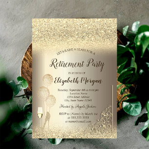 Invitación Purpurina de oro de los globos de cristal de vino 