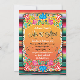 Invitación Purpurina de oro de los mexicanos mis 15 Anos Fies