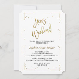 Invitación Purpurina de oro de lujo Bachelorette Weekend