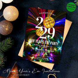 Invitación Purpurina de oro de lujo fuegos artificiales Fiest