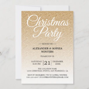 Invitación Purpurina de oro de lujo Ombre Navidades Fiesta