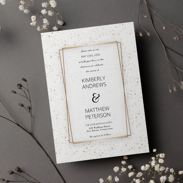 Invitación Purpurina de oro de lujosos glam blanco confetti B (Luxury white glam gold glitter confetti Wedding )
