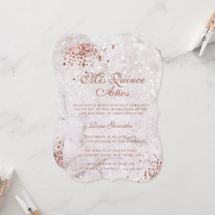 Invitación Purpurina de oro de Marble Sparkle Rosa Quinceañer