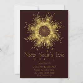Invitación Purpurina de oro de Nochevieja estalla